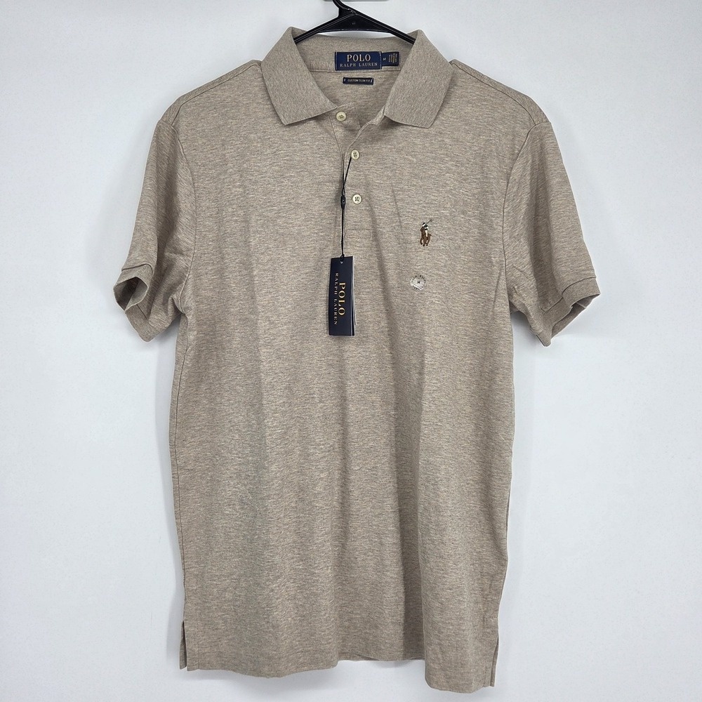 Polo Ralph Lauren Custom Slim Fit Soft Dark Beige Polo Shirt Men's Size Medium